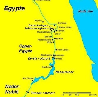Kaart opper Egypte.